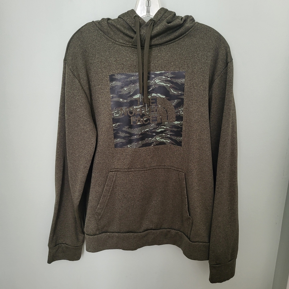 North Face Men Medium‎ Camo Green Graphic Pullover Pockets Hoodie